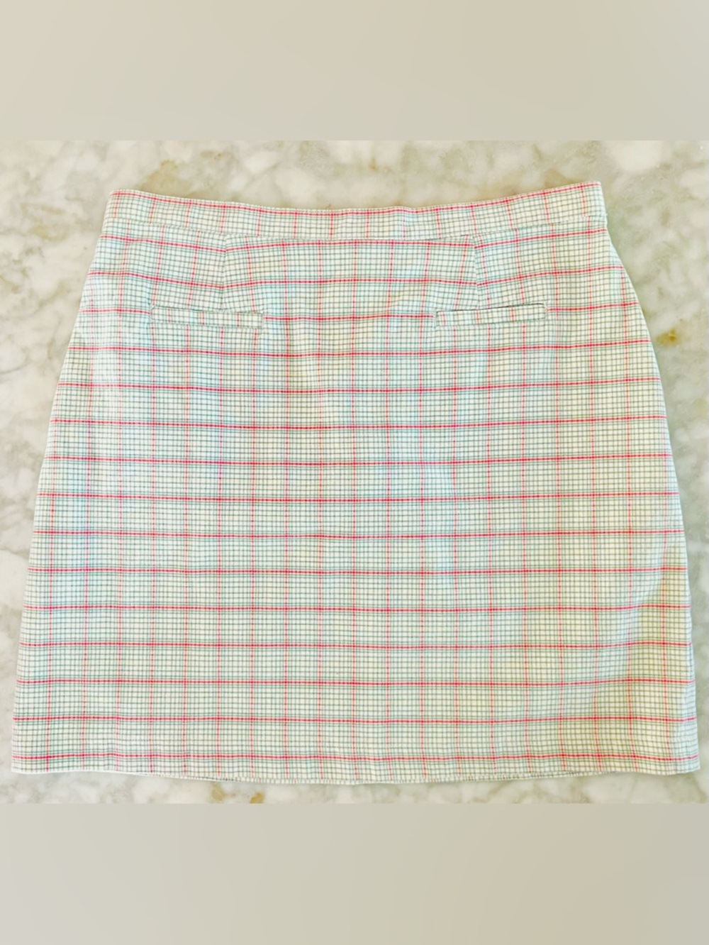 1990s Vintage Cotton Mini - Ice Blue & Red Plaid